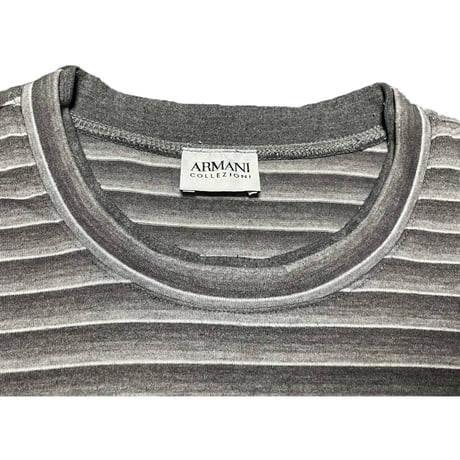 ARMANI COLLEZIONI 半袖レイヤードボーダー柄Tシャツ グレー Mサイズ