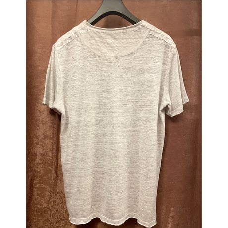 ☆タグ付き新古品☆ MADE IN ITALY製 120% lino ポケット付き半袖リネンTシャツ パールグレー Mサイズ