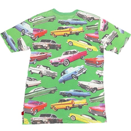 名作 MADE IN JAPAN製 SWAGGER クラシックカー総柄プリントTシャツ グリーン Mサイズ