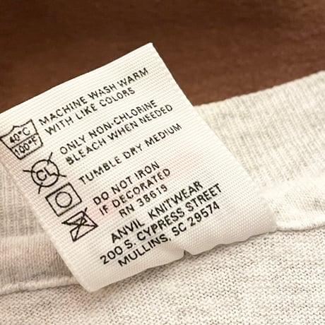MADE IN USA製 90s anvil ROTA PAU PAU イルカ刺繍Tシャツ ライトグレー Mサイズ