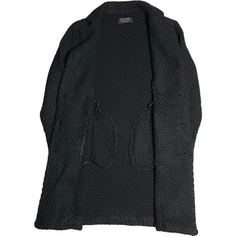 MADE IN IRELAND製 john branigan branigan weavers ウールニットチェスターコート ブラック Mサイズ