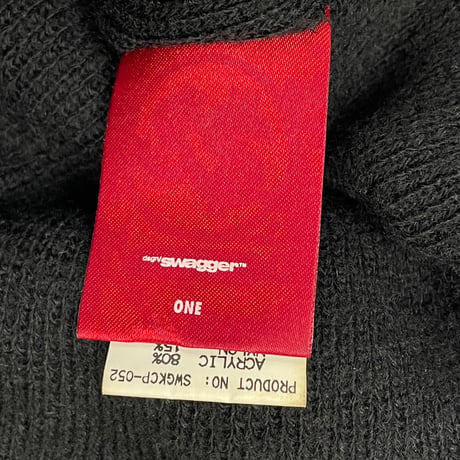 MADE IN JAPAN製 SWAGGER TKNY刺繍入りニット帽 ブラック Fサイズ