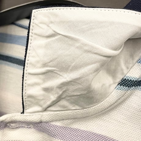 MADE IN ITALY製 CANALI 半袖ボーダー柄鹿の子ポロシャツ ホワイト 50サイズ