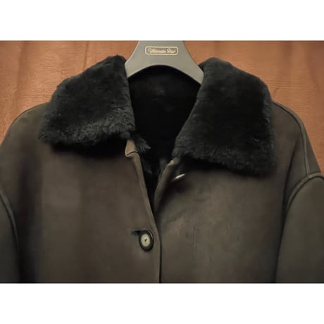 MADE IN ITALY製 Jc de Castelbajac ファー付き スウェードレザー ニットコート ダークブラウン×ブラウン 38サイズ
