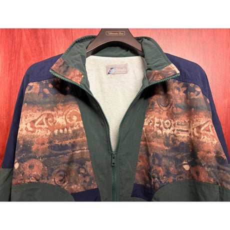 90s TREVOIS INTERNATIONAL フルジップナイロンジャケット ダークグリーン 168サイズ