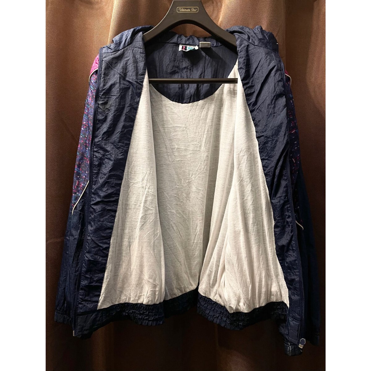 新品未使用   フルジップナイロンジャケットネイビーL BOLD SPIRIT フルジップナイロンジャケット ネイビー×ピンク L