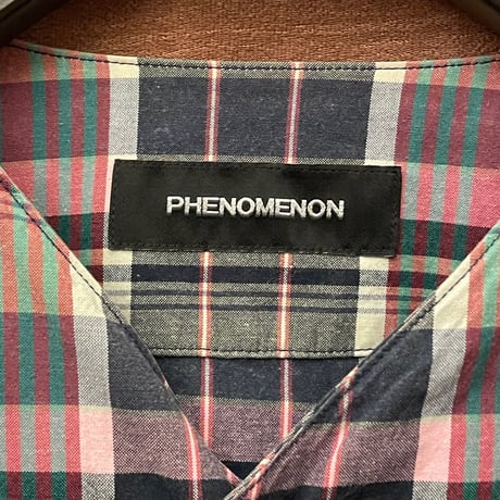 MADE IN JAPAN製 PHENOMENON 2012年SSモデル チェック柄ベースボールシャツ ピンク 38/Mサイズ