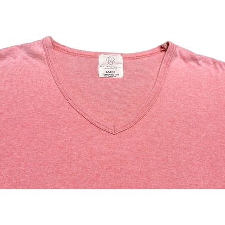 BEAUTY & YOUTH UNITED ARROWS PRE-SHRUNK Vネック半袖Tシャツ ピンク Lサイズ