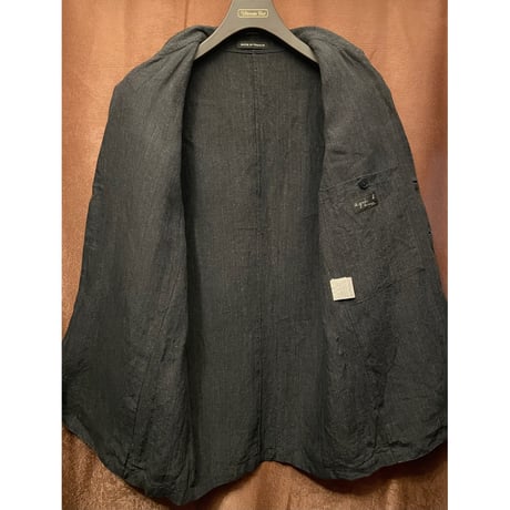 MADE IN FRANCE製 agnès b. リネンテーラードジャケット チャコールグレー 44サイズ