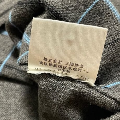BURBERRY BLACK LABEL チェック柄半袖ニットポロシャツ チャコールグレー 3/Lサイズ