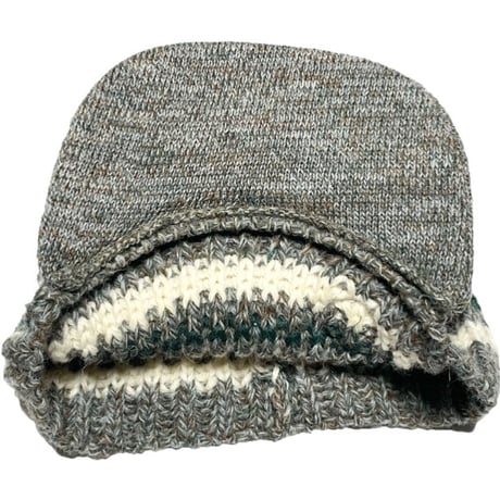 ▲訳あり商品▲ MADE IN ENGLAND製 HUNTING WORLD ブリティッシュウール帽子マフラー手袋セット グレー×グリーン