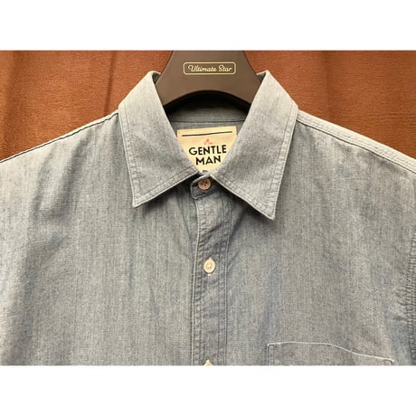 MADE IN JAPAN製 MISTERGENTLEMAN ダンガリー×ギンガムチェックドッキングシャツ ライトインディゴ×レッド Mサイズ