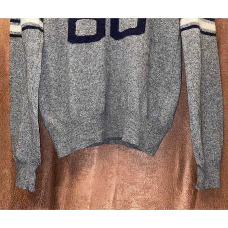 MADE IN ITALY製 FRANKLIN MARSHALL VARSITY ナンバリング クルーネックヴァージンウールセーター グレー XSサイズ