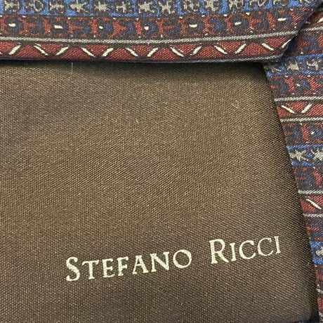 MADE IN ITALY製 VINTAGE STEFANO RICCI レジメンタルストライプ柄シルクネクタイ エンジ×ネイビー