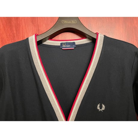 MADE IN JAPAN製 FRED PERRY コットンナイロンカーディガン ネイビー Mサイズ