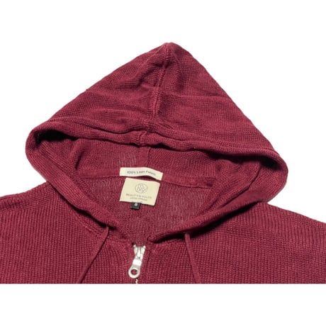 BEAUTY & YOUTH UNITED ARROWS リネンフルジップニットパーカー ワイン Sサイズ