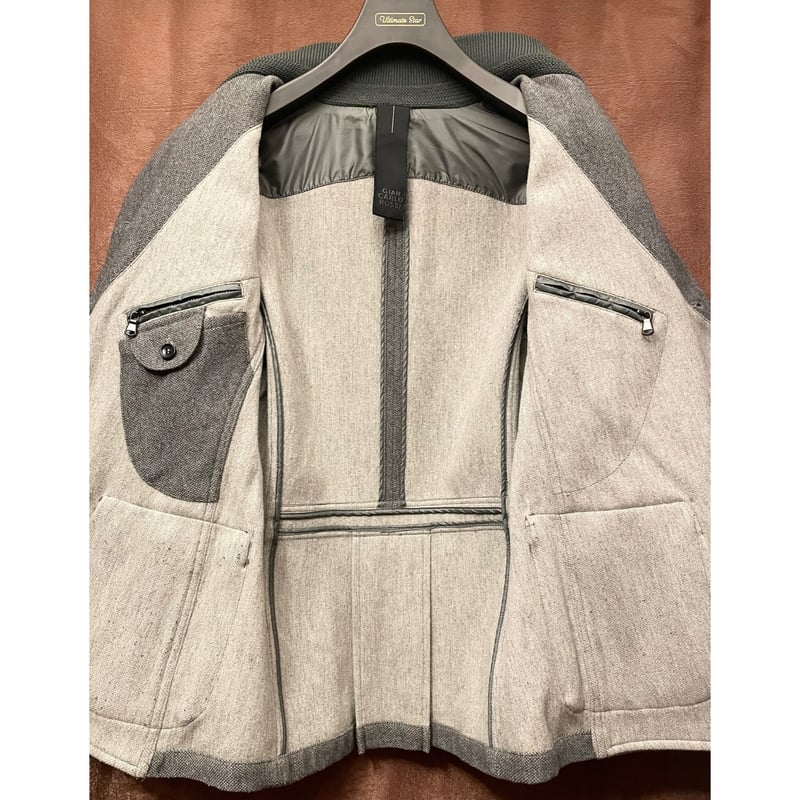 MADE IN ITALY製 GIAN CARLO ROSSI フルジップウールジャケット グ