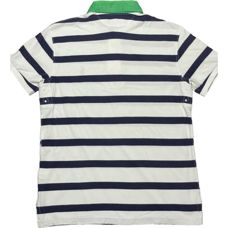Polo by Ralph Lauren CUSTOM FIT ボーダー柄半袖ポロシャツ ホワイト×ネイビー Mサイズ