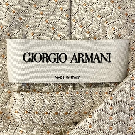 MADE IN ITALY製 GIORGIO ARMANI ジャガード織りレジメンタルストライプ柄シルクネクタイ シルバー