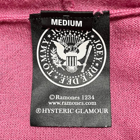 HYSTERIC GLAMOUR × RAMONES フルジップニットパーカー ピンク Mサイズ