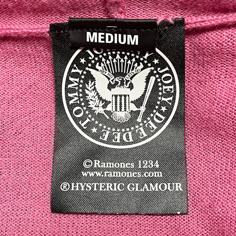 HYSTERIC GLAMOUR × RAMONES フルジップニットパーカー ピンク M HYSTERIC GLAMOUR × RAMONES フルジップニットパーカー ピンク M