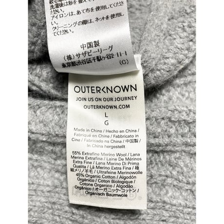 【サザビーリーグ取り扱い】OUTERKNOWN クルーネックケーブルニットセーター グレー Lサイズ