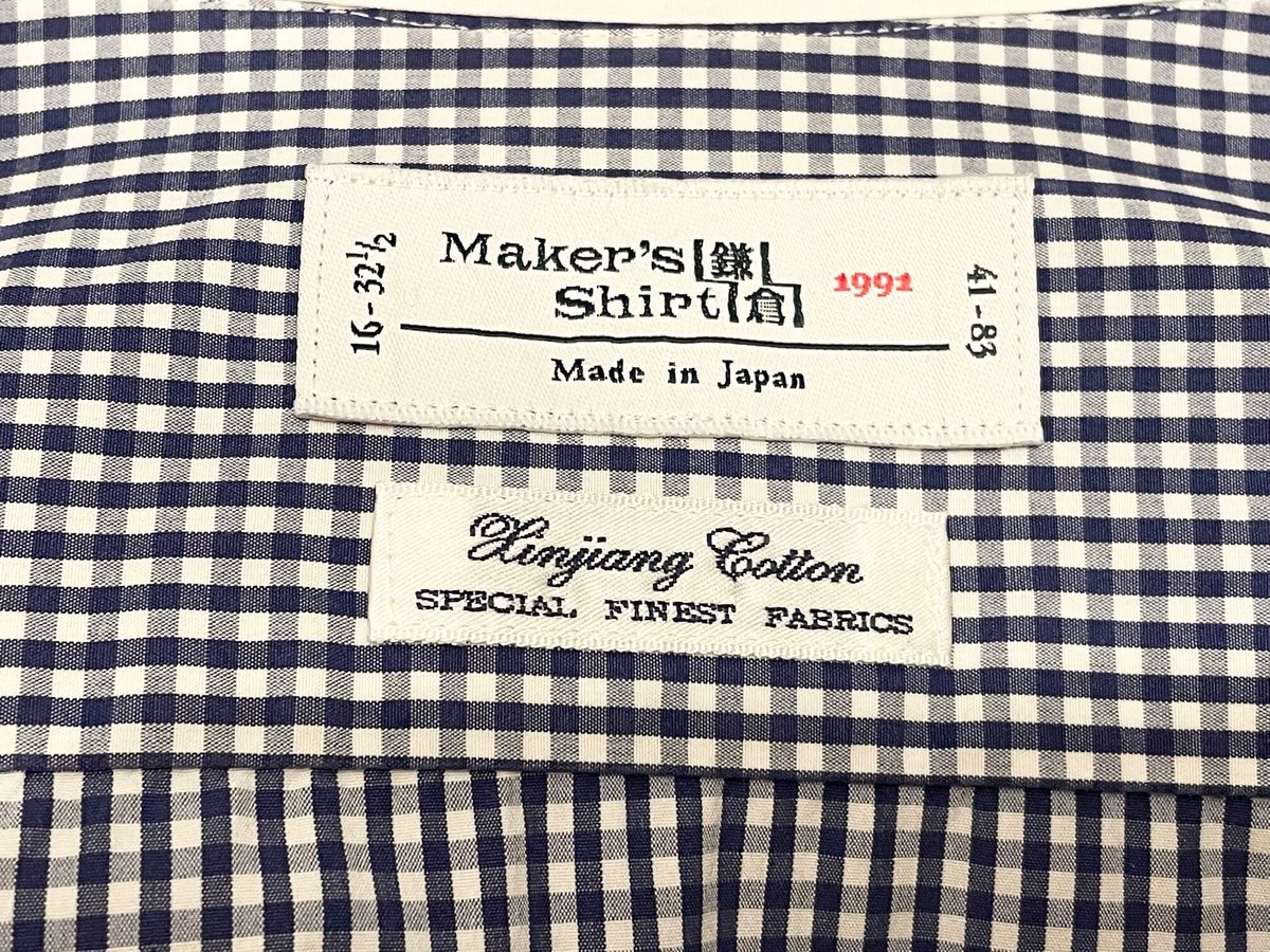 MADE IN JAPAN製 Maker's Shirt 鎌倉 長袖クレリックギンガム