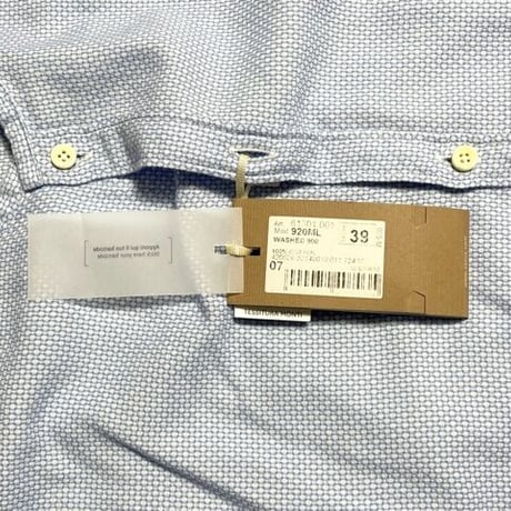 ☆タグ付き新古品☆ MADE IN ITALY製 XACUS Slim Fit 長袖ノーカラーシャツ サックス 39-15 1/2サイズ