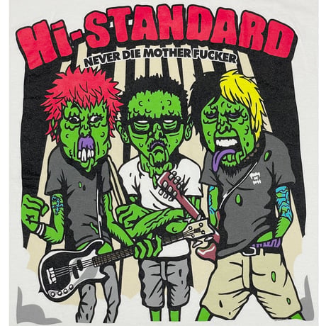 MADE IN JAPAN製 Hi-STANDARD NEVER DIE MOTHER FUCKER Tシャツ ホワイト Lサイズ