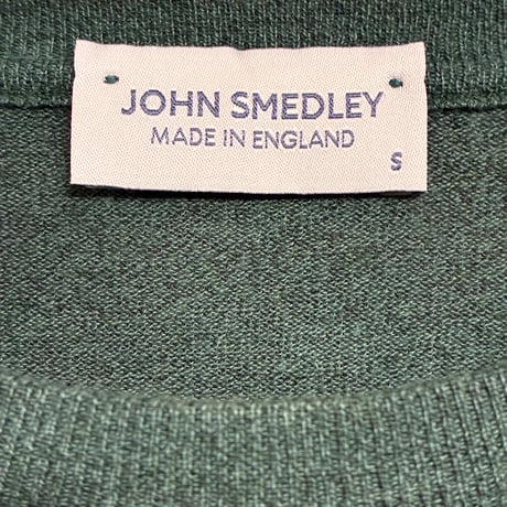 ▲訳あり商品▲ MADE IN ENGLAND製 JOHN SMEDLEY クルーネックウールコットンセーター グリーン Sサイズ