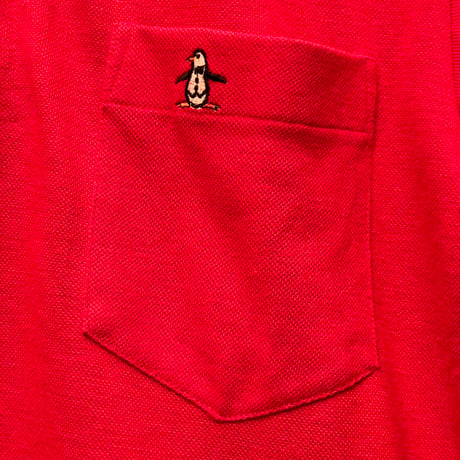 MADE IN USA製 60s～70s MUNSINGWEAR grand slam ポケット付き半袖鹿の子ポロシャツ レッド Mサイズ