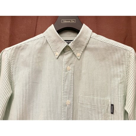 MADE IN JAPAN製 MACKDADDY ヒッコリーストライプ柄長袖ボタンダウンオックスフォードシャツ グリーン Mサイズ
