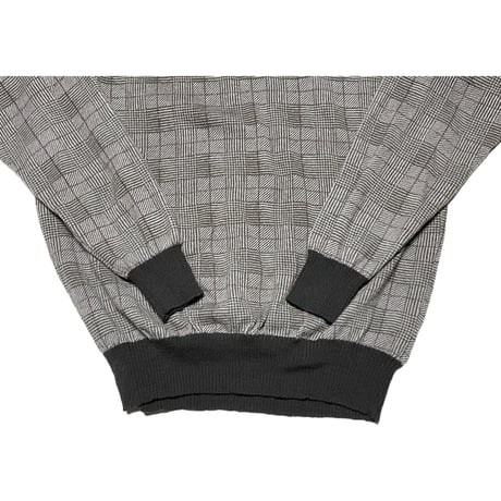MADE IN ITALY製 ARMANI COLLEZIONI チェック柄クルーネックヴァージンウールセーター グレー 50サイズ