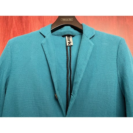 【UNITED ARROWS 取り扱い】 MADE IN ITALY製 BARK コットンニットテーラードジャケット ターコイズブルー Sサイズ