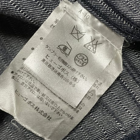 MADE IN ITALY製 HUGO BOSS ストライプ柄デニムジャケット インディゴ 46サイズ