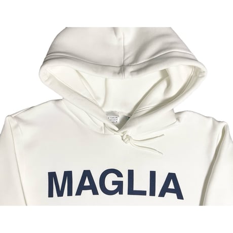 ★新品★ MADE IN ITALY製 MAGLIA 2025年AWモデル S-2814N 「MAGLIA」 プリント入り 裏起毛 スムースプルオーバーパーカー オフホワイト M～XLサイズ