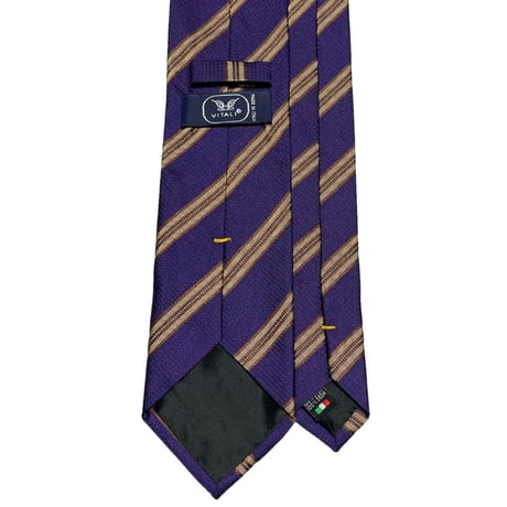 MADE IN ITALY製 VITALI レジメンタルストライプ柄シルクネクタイ パープル