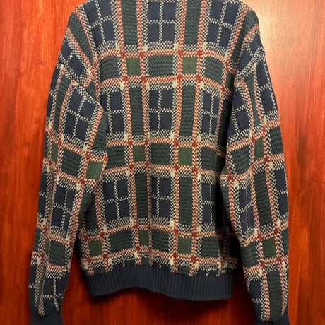 SAVILE ROW 総柄 クルーネックコットンセーター ネイビー Sサイズ