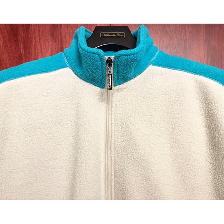MADE IN CANADA製 westbeach フルジップフリースジャケット アイボリー×ブルー Lサイズ