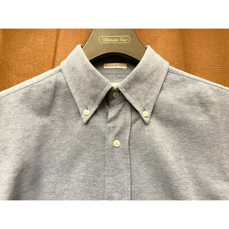 ▲訳あり商品▲ MADE IN ITALY製 GUY ROVER × BARNEYS NEW YORK別注 長袖ボタンダウン鹿の子ニットシャツ サックスブルー Mサイズ