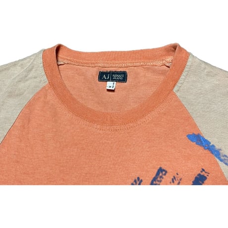 MADE IN ITALY製 ARMANI JEANS 半袖クルーネックTシャツ オレンジ Mサイズ
