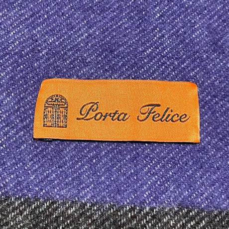 MADE IN GERMANY製 Porta Felice ツートンカラーカシミヤマフラー パープル×ブラウン