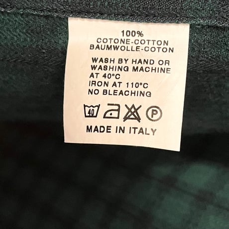MADE IN ITALY製 Gianmarco 長袖チェック柄シャツ ダークグリーン 42-16 1/2サイズ