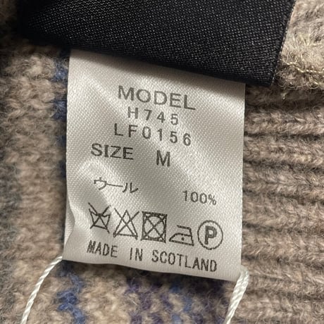 ☆タグ付き新古品☆ MADE IN SCOTLAND製 ROBERT MACKIE チェック柄ウールニット帽 ブラウン Fサイズ
