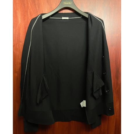 【UNITED ARROWS 取り扱い】 MADE IN ITALY製 PAOLO PECORA ダブル仕様ウールカーディガン ブラック Mサイズ