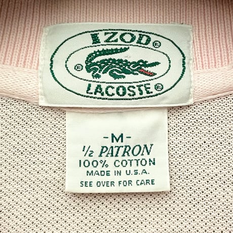 MADE IN USA製 80s IZOD LACOSTE 半袖鹿の子ポロシャツ ピンク Mサイズ