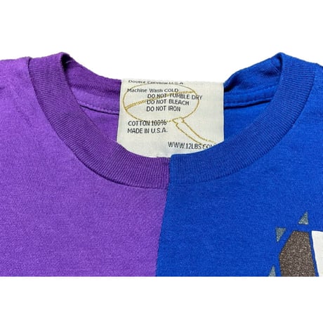 MADE IN USA製 DOUBLE CHEVRON U.S.A. ツートンカラー半袖Tシャツ ブルー×パープル Sサイズ