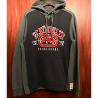 ECKO UNLTD. ロゴ刺繍入り プルオーバーパーカー ブラック×チャコールグレー Mサイズ