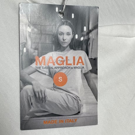 ★新品★ MADE IN ITALY製 MAGLIA「VIAGGIO」ロゴプリント クルーネックTシャツ ホワイト
