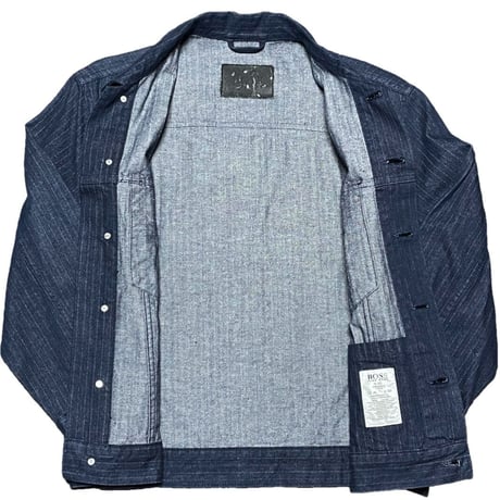 MADE IN ITALY製 HUGO BOSS ストライプ柄デニムジャケット インディゴ 46サイズ